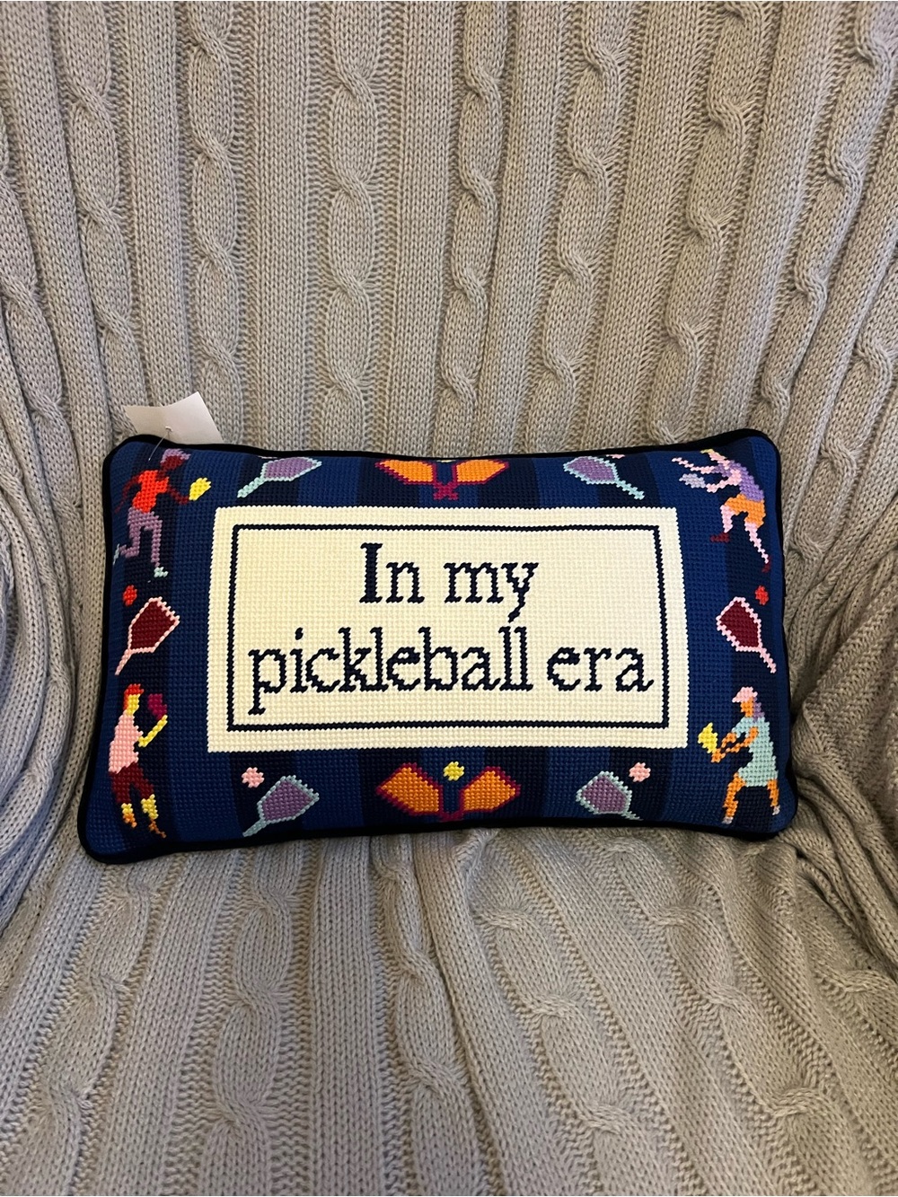 VIRAL Needlepoint Pillow In My Pickleball Era, NWT